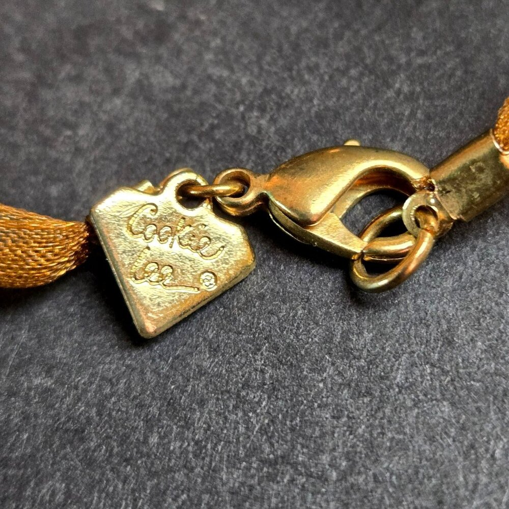Cookie Lee Long Necklace Gold Bronze Beads Ribbon Tie 42" Boho Layering Jewelry - Picture 4 of 7
